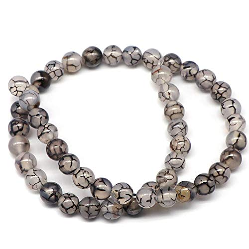 Runde Form Stein lose Perlen Edelstein DIY Armband Halskette für Schmuckherstellung (Natürlicher schwarzer weißer Drachenachat, 8 mm) von Fodattm