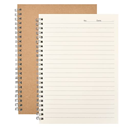 2 STK Notizbuch A5, Spiralbindung Notizbücher Liniert, 100 Seiten / 100g Liniert Skizzenblock, Krafteinband Notizblock A5 Liniert Für Kinder, Frauen, Jungen, Teenager, Rezepte,Mathematik, Büro,Schule von Fodlon
