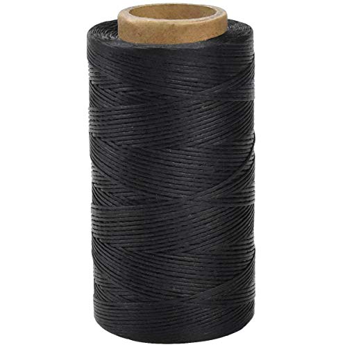 260 m Wachsfaden, Gewachste Thread Leder, Glänzender Wachs Sattlergarn Ledergarn für Nähen Handwerk, Flache Gewachste Schnur für Buchbinden, DIY, Handnähen, Reparatur, Schmuck, 1 mm (Schwarz) von Fodlon