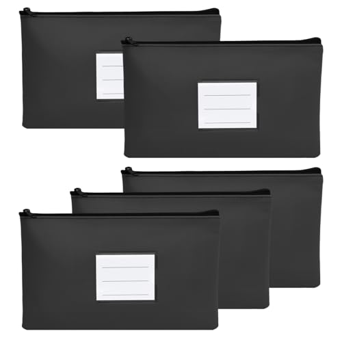 5 Pcs Dokumentenmappe A5, Geldtasche Banktasche Leder Wasserdicht, Dokumententasche A5 mit Reißverschluss und Fenster, Geldscheine Aufbewahrung, Geldmappe Schule Business, Schwarz 5 Pcs Dokumentenmappe A5, Geldtasche Banktasche Leder Wasserdicht, Dokumententasche A5 mit Reißverschluss und Fenster, Geldscheine Aufbewahrung, Geldmappe Schule Business, Schwarz von Fodlon