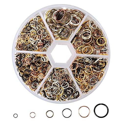 970 Stück Spaltringe für Schmuck, Kettenringe Biegeringe Offene, 4mm-10mm Biegeringe Edelstahl Split Ringe Sets, Schmuck Making Findings, Sprungringe Schmuck Set für Halsketten Armband DIY (Gemischt) von Fodlon