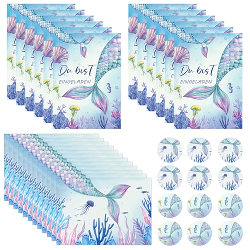 Fodlon 12x Süße Karten Set mit Meerjungfrau Motiv, Einladungskarten mit Buntem Meerjungfrauen mit Umschlag, Einladung Geburtstag Meerjungfrau 16x11CM, für Geburtstagseinladungen Kinder Fodlon 12x Süße Karten Set mit Meerjungfrau Motiv, Einladungskarten mit Buntem Meerjungfrauen mit Umschlag, Einladung Geburtstag Meerjungfrau 16x11CM, für Geburtstagseinladungen Kinder von Fodlon