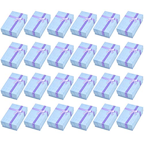 Fodlon 24 Stück Geschenkschachtel Klein Schmuckschatulle Papier Geschenkbox Schmuckkästchen Ringbox mit Schleife Für Anhänger, Halsketten Ringe Ohrringe Geschenkverpackung (Lila) von Fodlon