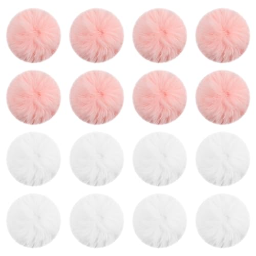 Set mit 16 Stück 8 CM DIY Kunstfell Pompons - Abnehmbare Kunstfell Bommel mit elastischer Schlaufe für individuelle Gestaltung von Hüten, Schuhen, Schals, Taschen und Schlüsselanhängern von Fodlon