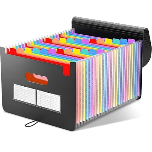 Fododo Fächermappen-Organizer, 37 Taschen, A4-Dokumenten-Organizer, Ordner, tragbarer Akkordeon-Aktenordner für Rechnungen, Papiere, Schule und Büro (schwarz) von Fododo