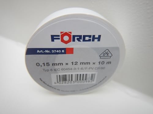 FORCH 12mm ISOLIERBAND PVC KLEBEBAND ISOBAND ELEKTRO ELEKTRIKER KFZ LITZE 10m (Weiß) von FORCH