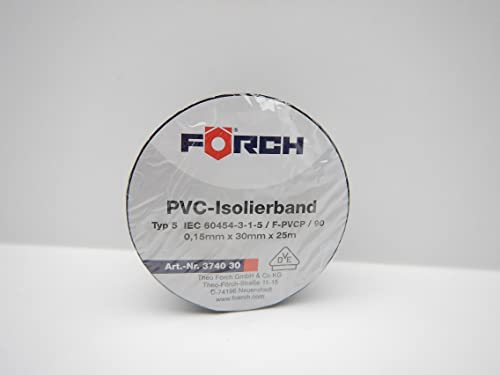 Förch 30mm x25m SCHWARZ ISOLIERBAND PVC KLEBEBAND ISOBAND ELEKTRO ELEKTRIKER (1) von Förch
