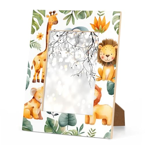 Foerrkelg Bilderrahmen mit Dschungel-Elefanten-Giraffen-Löwe, 12,7 x 17,8 cm, tropische Regenwaldtiere, 12,7 x 17,8 cm, horizontale und vertikale Anzeige, 12,7 x 17,8 cm, Holz-Bil Foerrkelg Bilderrahmen mit Dschungel-Elefanten-Giraffen-Löwe, 12,7 x 17,8 cm, tropische Regenwaldtiere, 12,7 x 17,8 cm, horizontale und vertikale Anzeige, 12,7 x 17,8 cm, Holz-Bil von Foerrkelg