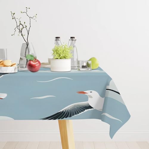 Ocean – Möwen Tischdecke, rechteckig, wasserdicht und schmutzabweisend, für Catering, Picknicks, Geburtstage, Gärten, Bauernhäuser, Heimdekoration, 152,4 x 213,4 cm Ocean – Möwen Tischdecke, rechteckig, wasserdicht und schmutzabweisend, für Catering, Picknicks, Geburtstage, Gärten, Bauernhäuser, Heimdekoration, 152,4 x 213,4 cm von Foerrkelg