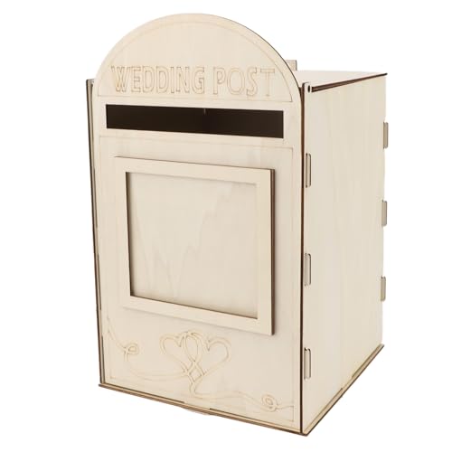 Fofetbfo DIY Hochzeits-Briefkasten, Hölzerner Vintage-Briefkasten mit Schlossschlüssel, Retro-Briefkasten für Empfang, Hochzeitstag, Party-Dekoration(JM01617) von Fofetbfo
