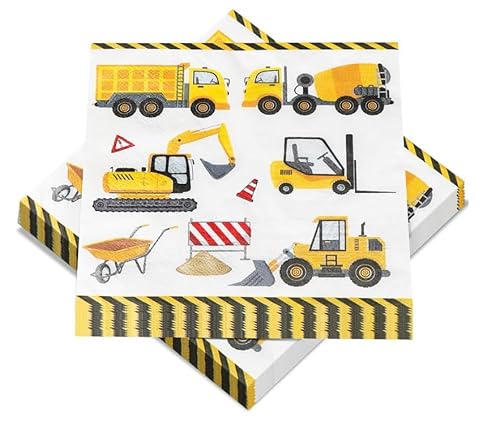 Bagger Servietten, 40 Stück Traktor Servietten Bagger Serviette Tischdekoration Servietten Kindergeburtstag Bauwagen Servietten Bagger Für Kindergeburtstag von Fogbush