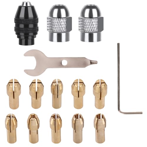 Bohrfutter, 15 Stück Bohrfutter Adapter Schnellspannbohrfutter 1/32" bis 1/8" Multitool-Zubehörset Für Akkuschrauber Kompatibel Mit Dremel, Ersatz Für 4486 Quick-Change Drill Holder von Fogbush
