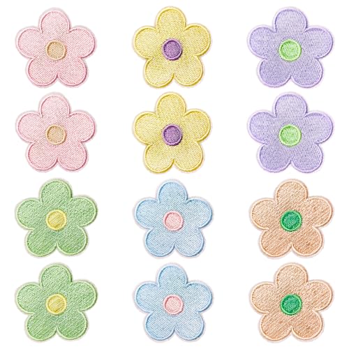 Flicken Zum Aufbügeln, 12 Stück Blumenbeet Flicken Zum Aufbügeln Kinder Mehrfarbige Blumen Patches Zum Aufbügeln for DIY Jeans Clothing Hats Repair Holes Aufbügel Patches von Fogbush