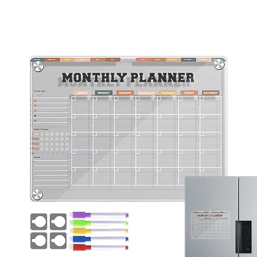 Fogukier Magnetische trocken abwischbare Tafel für Kühlschrank - Kühlschrankkalender Wiederverwendbares Whiteboard - 30,5 x 22,9 cm Acryl, durchsichtiges Nachrichtenbrett, Kühlschrank-Notizblock, Fogukier Magnetische trocken abwischbare Tafel für Kühlschrank - Kühlschrankkalender Wiederverwendbares Whiteboard - 30,5 x 22,9 cm Acryl, durchsichtiges Nachrichtenbrett, Kühlschrank-Notizblock, von Fogukier