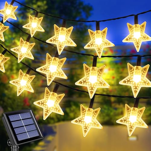 Fohil Solar Lichterkette Außen, 12M 100LED Sterne Lichterkette Aussen Solar IP65 Wasserdicht Solar Weihnachtsbeleuchtung Außen 8 Modi Weihnachtsdeko Aussen für Garten Weihnachtsbaum Party Hochzeit von Fohil