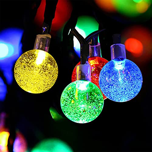 Solar Lichterkette Außen 11M 60 LED Lichterketten Aussen 8 Modi IP65 Wasserdicht Weihnachtsdeko Aussen Solarleuchten Lampions für Balkon Terassen Garten Bäume Weihnachten Party Dekoration (Bunt) von Fohil