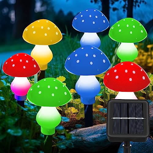 Solar Lichterkette Außen, 8 LED Pilz Lichterketten Pilzlampe Solar Gartenleuchte 7 Farbe Led Wechselnde Wasserdichte Solarlampen für Garten Dekoration für Außen Garten Patio Rasen von Fohil