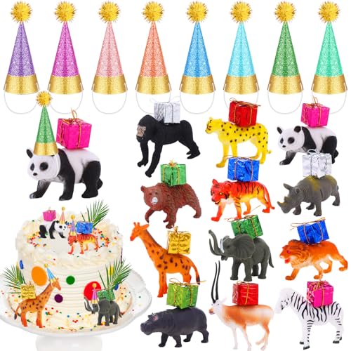 56 Stück Safari-Tier-Geburtstagsparty-Dekorationen enthalten 12 Tierfiguren-Modell-Kuchenaufsätze, 16 Mini-Hüte, 16 Pompons, 12 Geschenkboxen für wilde Geburtstagspartys (helle Farben, verschiedene 56 Stück Safari-Tier-Geburtstagsparty-Dekorationen enthalten 12 Tierfiguren-Modell-Kuchenaufsätze, 16 Mini-Hüte, 16 Pompons, 12 Geschenkboxen für wilde Geburtstagspartys (helle Farben, verschiedene von Foilswirl