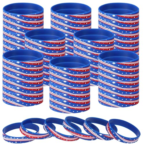 Foilswirl Gummi-Armbänder für den 4. Juli, Silikon-Armbänder für Unabhängigkeitstag, Dekoration, Zubehör, 4. Juli, Partygeschenke für Veteranen, Gedenkpreise, Geschenke, 100 Stück Foilswirl Gummi-Armbänder für den 4. Juli, Silikon-Armbänder für Unabhängigkeitstag, Dekoration, Zubehör, 4. Juli, Partygeschenke für Veteranen, Gedenkpreise, Geschenke, 100 Stück von Foilswirl