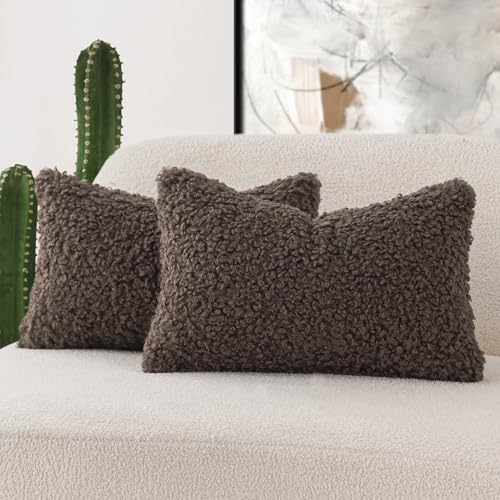 Foindtower Set mit 2 gelockten Teddy-Woll-Kissenbezügen, dekorativ, Bouclé, strukturiert, Lendenwirbelkissen, Kunstfell-Kissenbezüge, Schaffell, Kissen für Sofa, Schlafzimmer, Auto, 30,5 x 50,8 cm, Foindtower Set mit 2 gelockten Teddy-Woll-Kissenbezügen, dekorativ, Bouclé, strukturiert, Lendenwirbelkissen, Kunstfell-Kissenbezüge, Schaffell, Kissen für Sofa, Schlafzimmer, Auto, 30,5 x 50,8 cm, von Foindtower