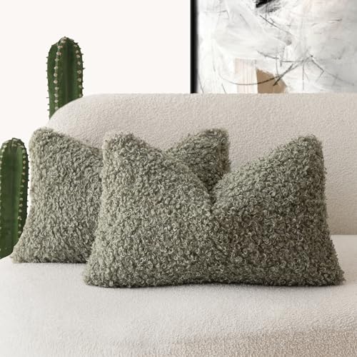Foindtower Set mit 2 gelockten Teddy-Woll-Kissenbezügen, dekorativ, Bouclé, strukturiert, Lendenwirbelkissen, Kunstfell-Kissenbezüge, Schaffell, Kissen für Sofa, Schlafzimmer, Auto, 30,5 x 50,8 cm, Foindtower Set mit 2 gelockten Teddy-Woll-Kissenbezügen, dekorativ, Bouclé, strukturiert, Lendenwirbelkissen, Kunstfell-Kissenbezüge, Schaffell, Kissen für Sofa, Schlafzimmer, Auto, 30,5 x 50,8 cm, von Foindtower