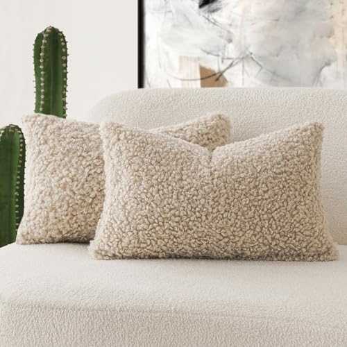 Foindtower Set mit 2 gelockten Teddy-Woll-Kissenbezügen, dekorativ, Bouclé, strukturiert, Lendenwirbelkissen, Kunstfell-Kissenbezüge, Schaffell, Kissen für Sofa, Schlafzimmer, Auto, 30,5 x 50,8 cm, Foindtower Set mit 2 gelockten Teddy-Woll-Kissenbezügen, dekorativ, Bouclé, strukturiert, Lendenwirbelkissen, Kunstfell-Kissenbezüge, Schaffell, Kissen für Sofa, Schlafzimmer, Auto, 30,5 x 50,8 cm, von Foindtower