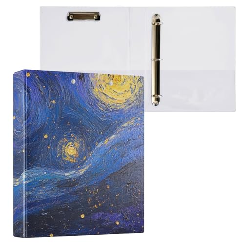 3-Ring-Ordner mit 3,8 cm (1 1/2 Zoll) Notizbuchordner mit Tascheneinband, 1/2 Pack für Briefgröße (27,9 x 21,6 cm), 200 Blatt, Sternenhimmel, funkelndes Blau von Foiosoh