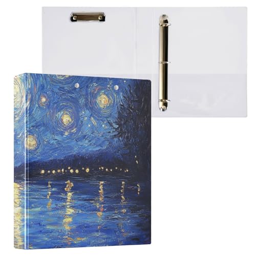 3 Ringbücher 1,5 Zoll mit Taschen 1/2 Stück Binder für Schule 200 Blatt Mitternacht Sternenhimmel Sparkling von Foiosoh