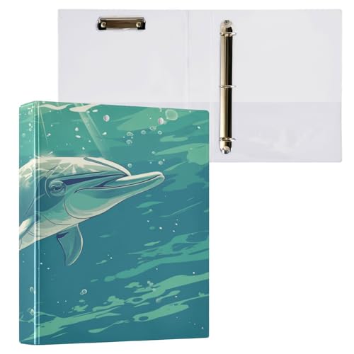 3 Ringbücher 3,8 cm (1,5 Zoll) Notizbuchordner mit Innentaschen, 1/2 Stück, Schulhefter Hardcover, Meer Cute Fish von Foiosoh