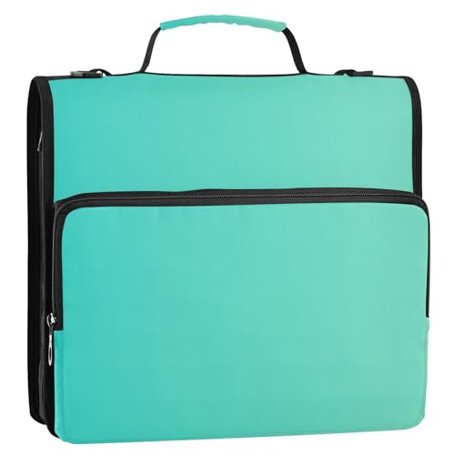 Aktenordner mit 3 Ringen, 3,8 cm, Türkis mit Schultergurt und Griff, mehrere Taschen, tragbares Portfolio für Büro, Schule Aktenordner mit 3 Ringen, 3,8 cm, Türkis mit Schultergurt und Griff, mehrere Taschen, tragbares Portfolio für Büro, Schule von Foiosoh