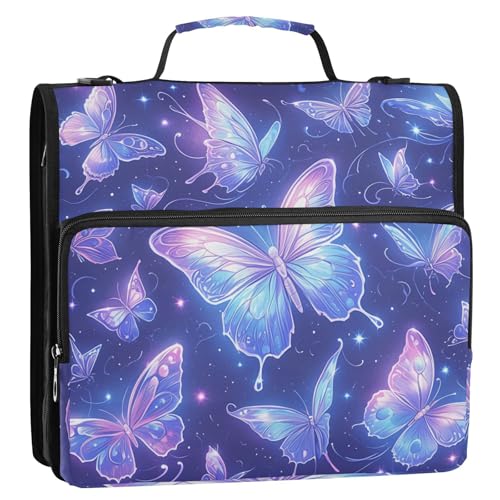 Aktenordner mit 3 Ringen, Reißverschluss, Griff und abnehmbarem Schultergurt, mehrere Taschen, Dokumenten-Organizer, Tasche für Schule von Foiosoh