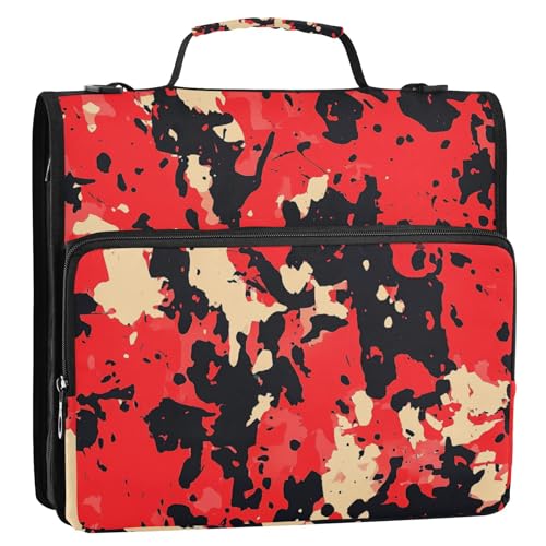 Bindertasche mit 3 Ringen, Reißverschluss, Griff und abnehmbarem Schultergurt, inklusive Reißverschlusstasche, Dokumentenmappe, Organizer für Mittelschüler, Rot und Schwarz Bindertasche mit 3 Ringen, Reißverschluss, Griff und abnehmbarem Schultergurt, inklusive Reißverschlusstasche, Dokumentenmappe, Organizer für Mittelschüler, Rot und Schwarz von Foiosoh