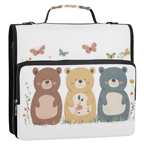 Chic Bears Ringbuch mit 3 Ringen, Reißverschluss, Schultergurt und Griff, Multi-Taschen, 3,8 cm, Weiß Chic Bears Ringbuch mit 3 Ringen, Reißverschluss, Schultergurt und Griff, Multi-Taschen, 3,8 cm, Weiß von Foiosoh