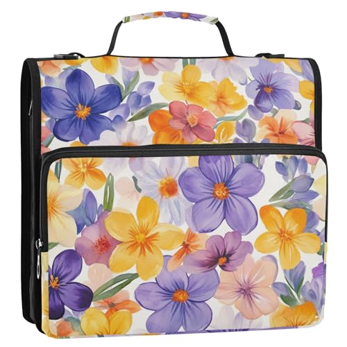 Crocus Beauty Summer Flowers Ringbuch mit 3 Ringen, 3,8 cm, mit extra Taschen mit Riemen, Tragbares Portfolio für Büro, Schule Crocus Beauty Summer Flowers Ringbuch mit 3 Ringen, 3,8 cm, mit extra Taschen mit Riemen, Tragbares Portfolio für Büro, Schule von Foiosoh