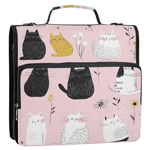 Daisy and Cat Pfirsich-Ordner mit 3 Ringen, stabiler Reißverschluss, mit Griff und abnehmbarem Schultergurt, mehrere Taschen, Dokumentenmappe, Organizer für Büro, Schule, 3,8 cm Daisy and Cat Pfirsich-Ordner mit 3 Ringen, stabiler Reißverschluss, mit Griff und abnehmbarem Schultergurt, mehrere Taschen, Dokumentenmappe, Organizer für Büro, Schule, 3,8 cm von Foiosoh