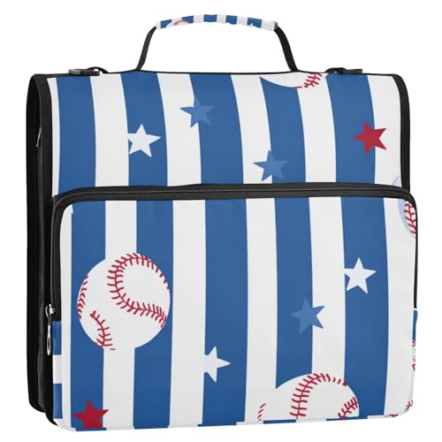 Deep Blue Baseball 3,8 cm 3-Ringe Reißverschluss Ordner Organizer mit Griff Multi-Pocket Dokumentenmappe Organizer für Mittelschule Deep Blue Baseball 3,8 cm 3-Ringe Reißverschluss Ordner Organizer mit Griff Multi-Pocket Dokumentenmappe Organizer für Mittelschule von Foiosoh