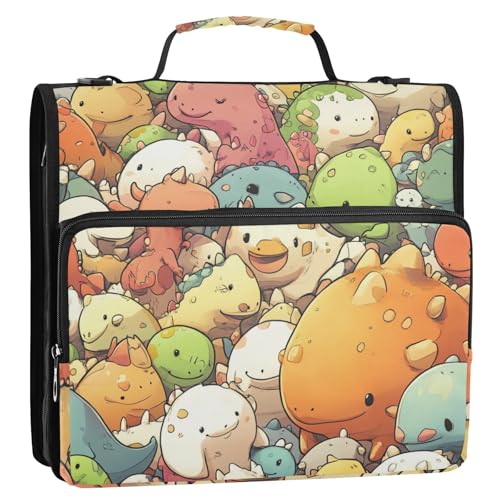 Dokumentenmappe mit niedlichem Dinosaurier-Motiv, 3 Ringe, mit extra Taschen und Riemen, mehrere Taschen, Dokumentenordner für Schule/Büro Dokumentenmappe mit niedlichem Dinosaurier-Motiv, 3 Ringe, mit extra Taschen und Riemen, mehrere Taschen, Dokumentenordner für Schule/Büro von Foiosoh