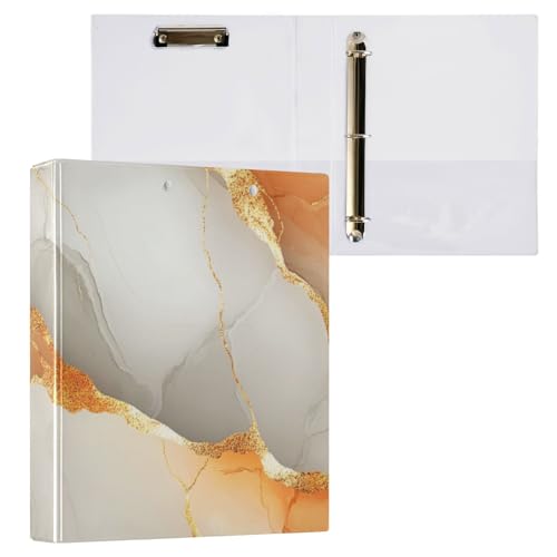 Drei-Ring-Binder mit Klemmbrett, 3,8 cm, 1/2er-Pack, Ordner für Studenten, Hardcover, Marmor, Weiß / Orange Drei-Ring-Binder mit Klemmbrett, 3,8 cm, 1/2er-Pack, Ordner für Studenten, Hardcover, Marmor, Weiß / Orange von Foiosoh