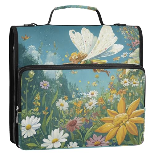 Fairy and Flower Garden Ringbuch mit 3 Ringen, Reißverschluss, mit Griff, mehrere Taschen, tragbar, Portfolio, für Büro, Schule, Grün, 3,8 cm Fairy and Flower Garden Ringbuch mit 3 Ringen, Reißverschluss, mit Griff, mehrere Taschen, tragbar, Portfolio, für Büro, Schule, Grün, 3,8 cm von Foiosoh