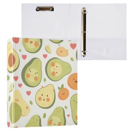 Foiosoh 3-Ring-Ordner mit 3 Ringen, 3,5 cm (1 und 2 Zoll) Notizbuchordner mit Innentaschen, 1/2 Packungen, College-Ordner für Studenten, Hardcover, Happy Lemon Muster von Foiosoh