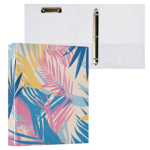 Foiosoh 3 Ringbücher mit 3,8 cm (1,5 Zoll) Notizbuchordner mit Innentaschen, 1/2er-Pack, Ordner für Schule, Hardcover, Palmenbeige und blau von Foiosoh