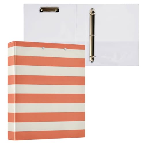 Foiosoh 3 Ringbücher mit 3 Ringen, 3,5 cm (1 und 2 Zoll) Notizbuchordner mit Innentaschen, 1/2er-Pack, Ordner für Studenten, 200 Blatt, orange gestreift von Foiosoh