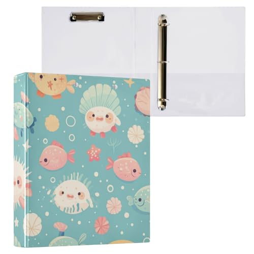 Foiosoh 3 Ringbücher mit Klemmbrett, 3,8 cm, 1/2er-Pack für Briefgröße (27,9 x 21,6 cm), Hardcover, bunte Kugelfische von Foiosoh