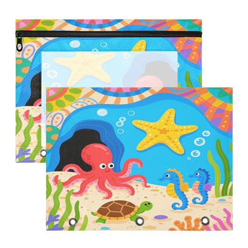 Foiosoh Binder 3-Loch 3 Loch Locher für 3 Ringe Binder 2 Pack Lehrer Büro Meerestier von Foiosoh