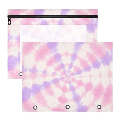 Foiosoh Binder-Federmäppchen, Klarsichtfenster, Kunststoff-Aktenordner für A4-Papier, Briefe, 2 Stück, Studenten, Klasse, Farbverlauf, Violett und Pfirsich von Foiosoh