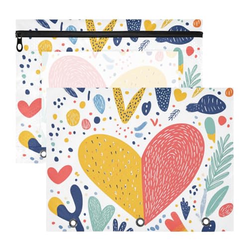 Foiosoh Binder-Federmäppchen, stabile 3-Lochung für A4-Papier, Briefe, 2 Stück, Studenten, College-Zubehör, gelbes und orangefarbenes Herz Foiosoh Binder-Federmäppchen, stabile 3-Lochung für A4-Papier, Briefe, 2 Stück, Studenten, College-Zubehör, gelbes und orangefarbenes Herz von Foiosoh