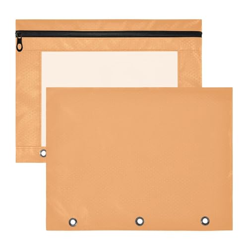 Foiosoh Binder-Federmäppchen, tragbar, 3 Löcher, Tasche für 3 Ringe, 2 Stück, Studenten, Zuhause, Sandbraun von Foiosoh