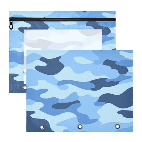 Foiosoh Bindertaschen, tragbar, 3 Locher für 3 Ringe, 2 Stück, für Schüler, Schule, Studenten, Lehrerbedarf, Blau, Camouflage Foiosoh Bindertaschen, tragbar, 3 Locher für 3 Ringe, 2 Stück, für Schüler, Schule, Studenten, Lehrerbedarf, Blau, Camouflage von Foiosoh