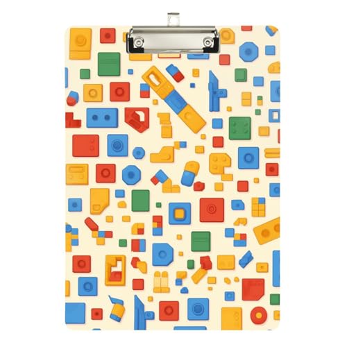 Foiosoh Cartoon-Bausteine, gelbes Klemmbrett, lustig, wasserdicht, für Klassenzimmer, Zubehör für Lehrer, Grundschule, Größe 22,9 x 30,5 cm von Foiosoh