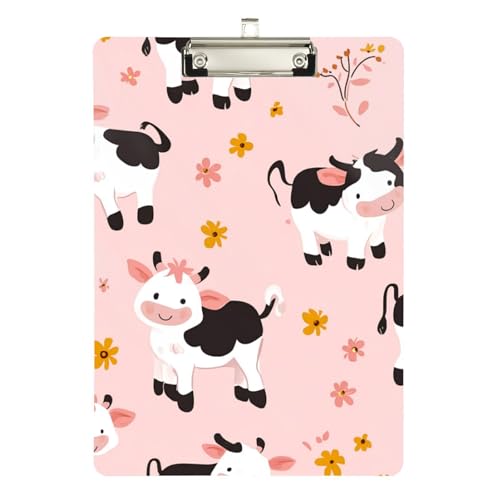 Foiosoh Cartoon-Klemmbrett mit niedlichem Kuh-Pfirsich-Design, Hartplastik, für Klassenzimmer, Zubehör für Lehrer, Grundschule, Größe 22,9 x 30,5 cm von Foiosoh